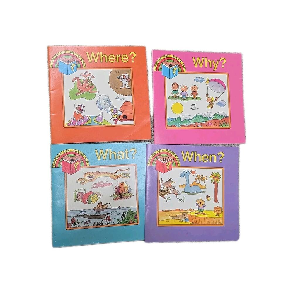 Lot of 4 VTG‎ Discovery Toys Where? Why? What? When? Paperback Children's Books